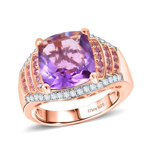 Djoy AA Rose De France Amethyst, Moissanit und rosa Saphir Ring und Anh&auml;nger mit 50cm Kette image number 10