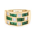 D Joy Socoto Smaragd, Moissanit Ring 925 Silber 750 Gelbgold Vermeil (Gr&ouml;&szlig;e 18.00) ca. 2.71 ct