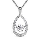 Weißer Zirkonia-Anhänger mit Edelstahl-Kette, 925 Silber rhodiniert ca. 1.05 ct