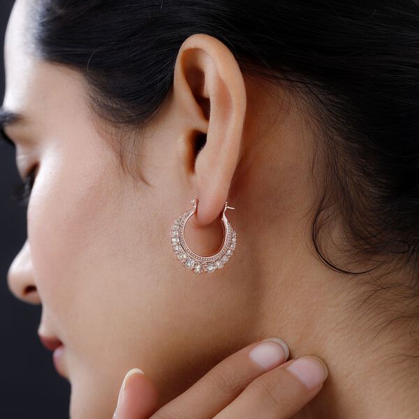 Champagner Zirkonia Ohrringe, Messing ros&eacute;vergoldet ca. 4,24 ct image number 3