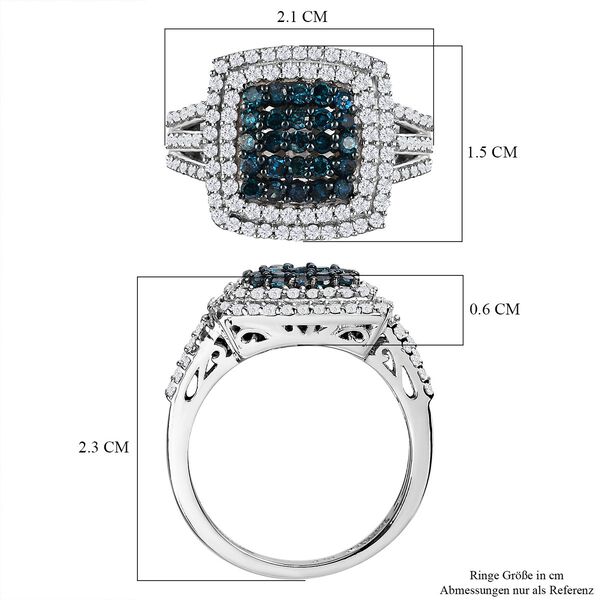 Blauer und weißer Diamant Ring, 925 Silber platiniert (Größe 20.00) ca. 1.00 ct image number 7