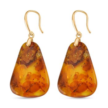 D'Joy Nat&uuml;rlicher Baltischer Bernstein Ohrringe 925 Silber vergoldet