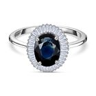 RHAPSODY - AAAA natürlicher Australischer blauer Saphir, Weißer Diamant Ring, 950 Platin, (Größe 16.00), ca. 1.60 ct image number 0