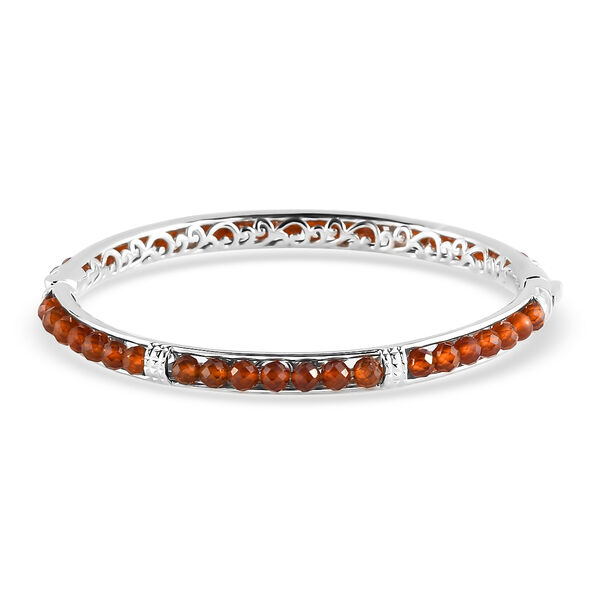 Hessonit Granat-Armreif, 20 cm, Messing platiniert ca. 26,46 ct