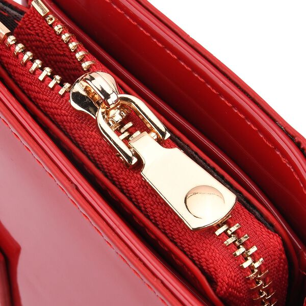 Glänzende Geldbörse aus PU-Leder mit RFID-Schutz, 12×9,5cm, Rot image number 9