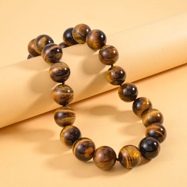 19-21 mm gelbe Tigerauge-Halskette, 50 cm - 1250 ct. image number 2