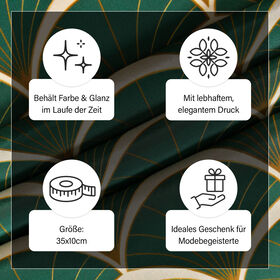 LA MAREY: Premium Selection - 100% Maulbeerenseiden-Halstuch mit P&auml;onien Druck, 35x150 cm, gr&uuml;n