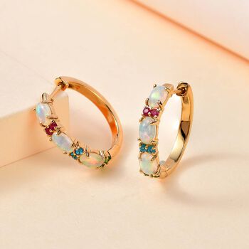 AA nat&uuml;rliche, &auml;thiopische Welo Opal und Multi-Edelstein-Ohrringe - 2,17 ct.