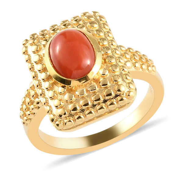 Koralle Ring 925 Silber vergoldet  ca. 1,44 ct image number 4