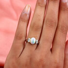 Natürlicher Äthiopischer Opal und Zirkon Ring 925 Silber zweifarbige Überzug image number 2