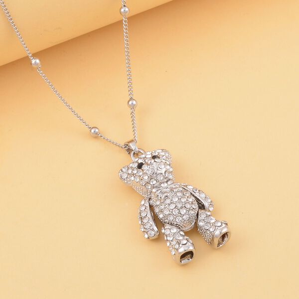 Schwarzer und wei&szlig;er Kristall-B&auml;r-Anh&auml;nger mit Kette, 73 cm image number 1