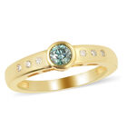 3er-Set Blauer und Weißer Moissanit Ring, Ohrringe und Anhänger 925 Silber vergoldet ca. 1,16 ct image number 3