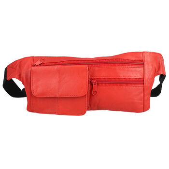 100% echte Leder Bauchtasche, Gr&ouml;&szlig;e 37x15 cm, Rot