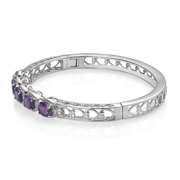 Afrikanischer Amethyst Armreif ca. 18.5 cm 316L Edelstahl ca. 5.55 ct image number 3