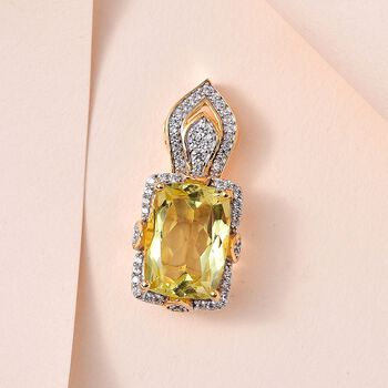 AA Ouro Verde Quarz und Zirkon Anh&auml;nger - 7,63 ct.