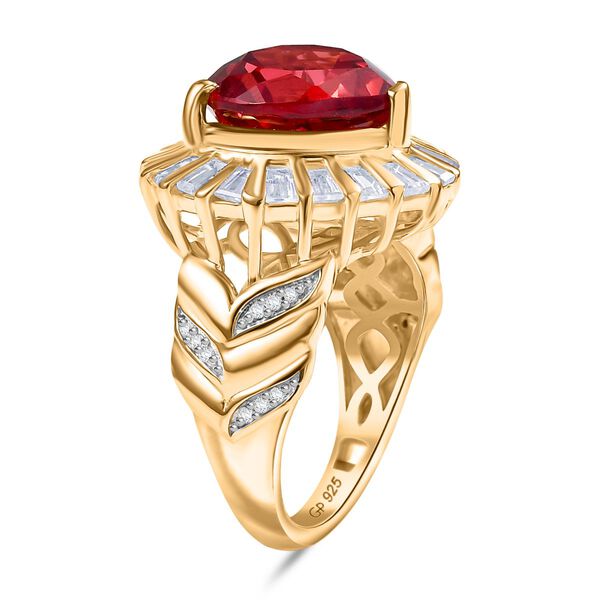 GP Amore Kollektion - Synthetischer Padparadscha Saphir, Zirkon und blauer Saphir Ring - 10,24 ct. image number 5