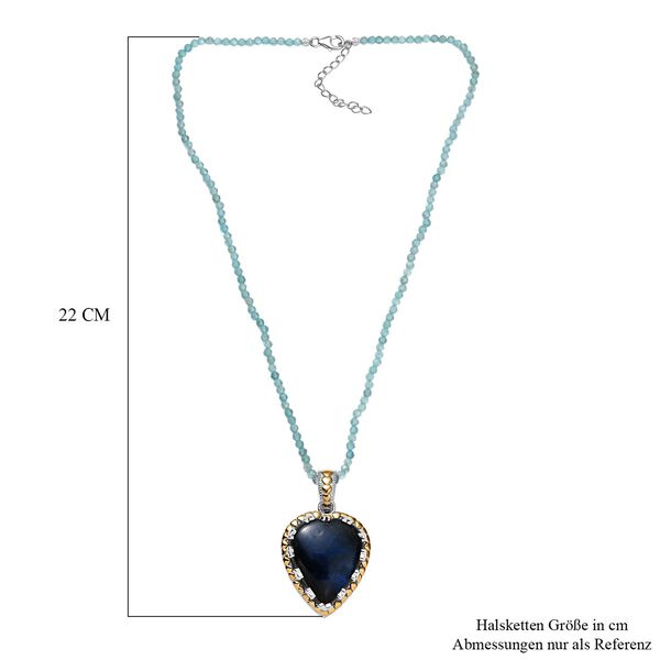 Zweifarbiger AAA Labradorit und Apatit Anh&auml;nger mit 45cm Kette - 85 ct. image number 6