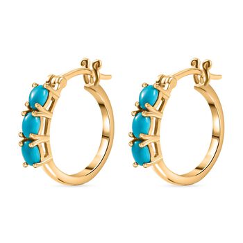 AA Amerikanische nat&uuml;rliche Sleeping Beauty T&uuml;rkis Ohrringe, 925 Silber 750 Gelbgold Vermeil ca. 1.12 ct