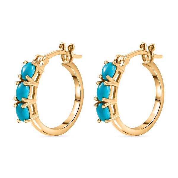 AA Amerikanische nat&uuml;rliche Sleeping Beauty T&uuml;rkis Ohrringe, 925 Silber 750 Gelbgold Vermeil ca. 1.12 ct image number 4