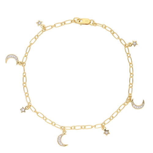 Diamant Stern und Mond Armband in Silber image number 0