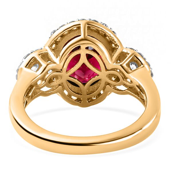 Rhodolith Granat und Zirkon Ring 925 Silber vergoldet  ca. 2,99 ct image number 6