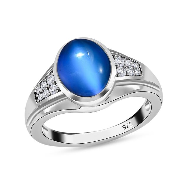 Aurora Mondstein, wei&szlig;er Zirkon Ring ,925 Silber platiniert (Gr&ouml;&szlig;e 17.00) ca. 3.10 ct image number 4