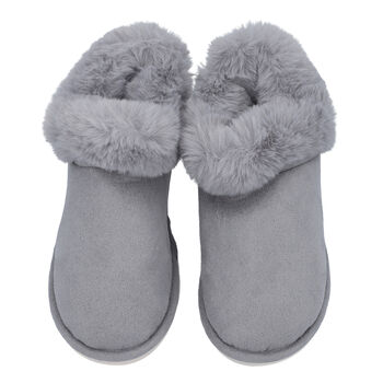 Gem&uuml;tliche Hausschuhe aus Kunstfell, Gr&ouml;&szlig;e 36-38, Grau
