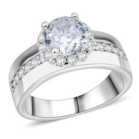 LUSTRO STELLA weißer Zirkonia Solitär-Stil-Ring