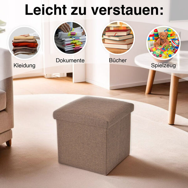 Sitzhocker mit Stauraum, braun image number 3