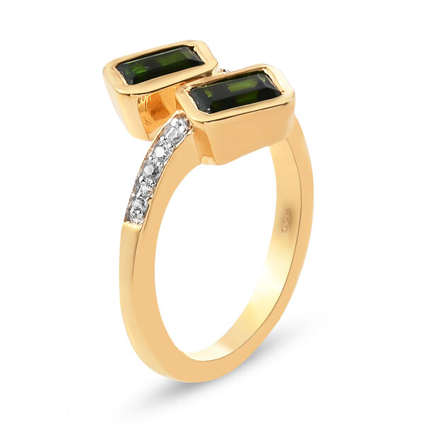 Nat&uuml;rlicher Chromdiopsid und Zirkon Bypass Ring 925 Silber vergoldet  ca. 1,47 ct image number 5