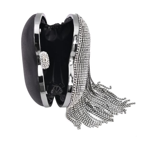 Herzförmige Clutch mit Kristallen, 15x16cm, schwarz image number 6