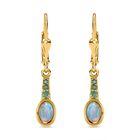 Natürliche, äthiopische Welo Opal, Kagem Sambische Smaragd-Ohrringe, 925 Silber vergoldet ca. 0.99 ct