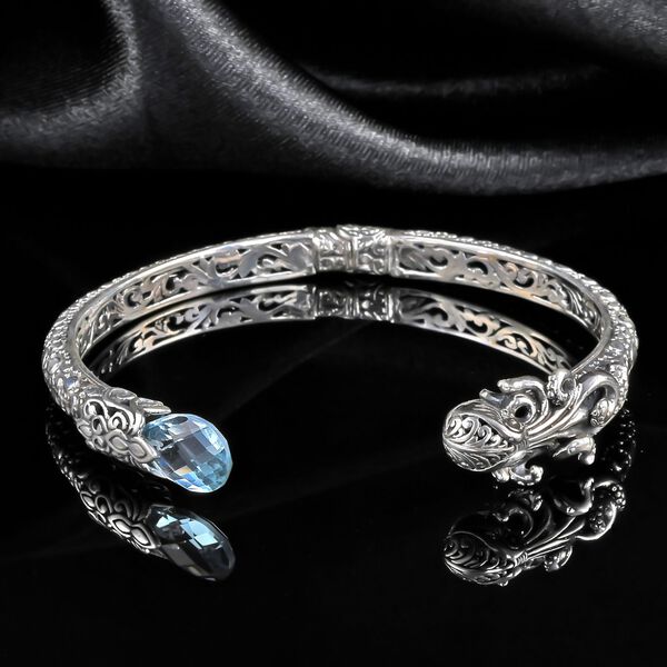 Royal Bali - Himmelblauer Topas Armreif, ca. 19 cm, 925 Silber ca. 7.00 ct image number 2