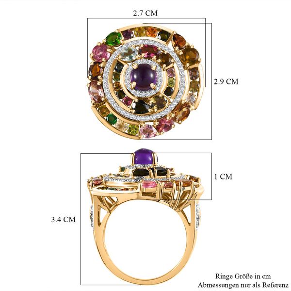 GP Celestial Dream Kollektion- Multi-Turmaline, afrikanischer Amethyst, Zirkon und blauer Saphir-Ring - 6,03 ct. image number 7