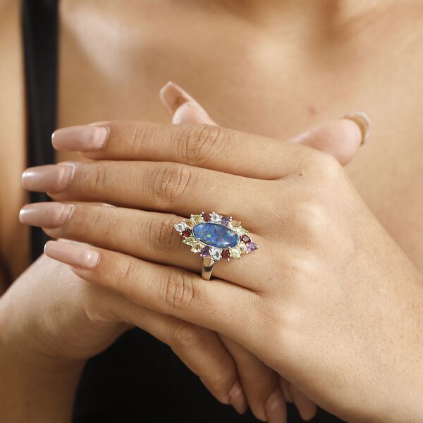 Boulder Opal Triplett und Multi-Edelstein Ring - 6,73 ct. image number 3