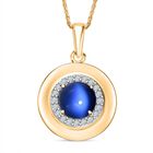 D'Joy Aurora Mondstein, Weißer Zirkon Anhänger 925 Silber 750 Gelb Vergoldet ca. 2,61 ct.