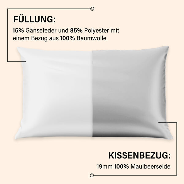 Serenity Night Daunenkissen und Seidenkissenbezug, 40x80 cm, Perlmutt image number 6