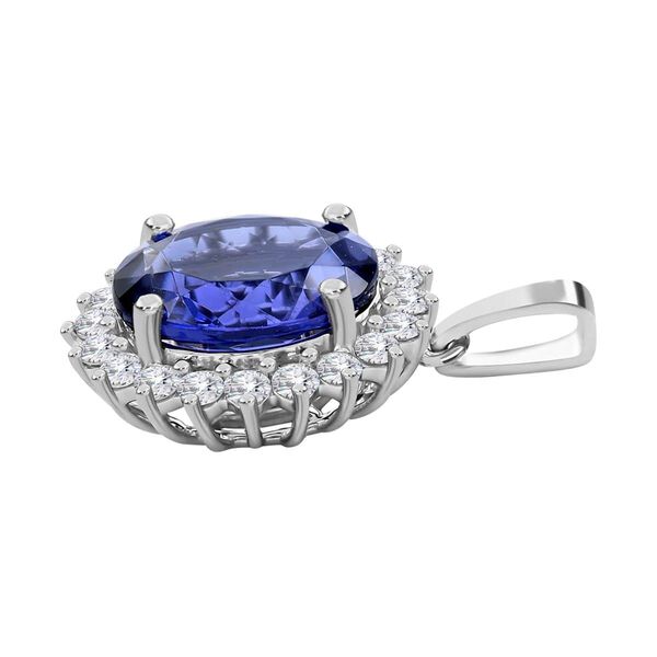RHAPSODY zertifiziert und gepr&uuml;ft AAAA Tansanit und VS Diamant Anh&auml;nger in 950 Platin - 4,25 ct. image number 4