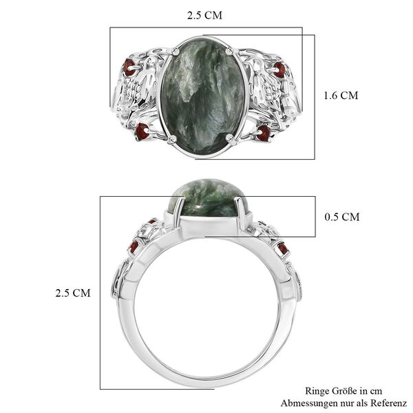 Sibirischer Seraphinit und roter Granat Ring - 4,75 ct. image number 6
