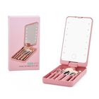 Make up brush set storage box with mirror-pink