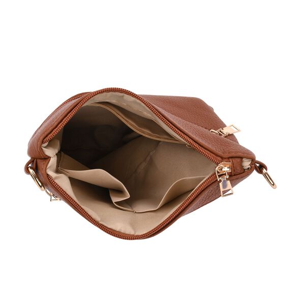 Crossbody-Tasche mit gemustertem Schulterriemen und vielen F&auml;chern, 23&times;26 cm, Rosa image number 5