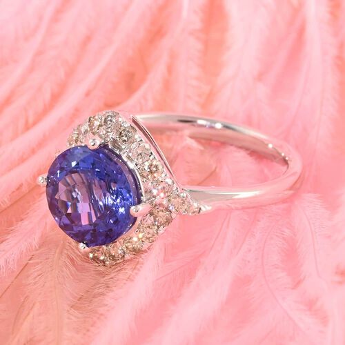 LUXORO zertifiziert und geprüft AAA Tansanit und Diamant Ring in 585 Weißgold - 3,25 ct. image number 1