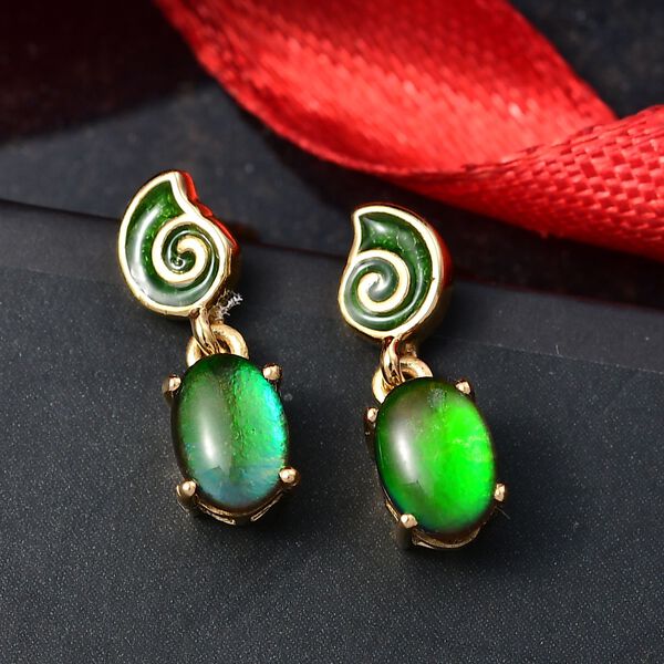 D'Joy Ammolit Ohrringe 925 Silber 750 Gelbgold Vermeil ca. 1,71 ct. image number 1