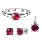 D’joy Afrikanischer Rubin (Fissure gefüllt) Schmuckset 925 Silber rhodiniert (Größe 16) ca. 2,54 ct.