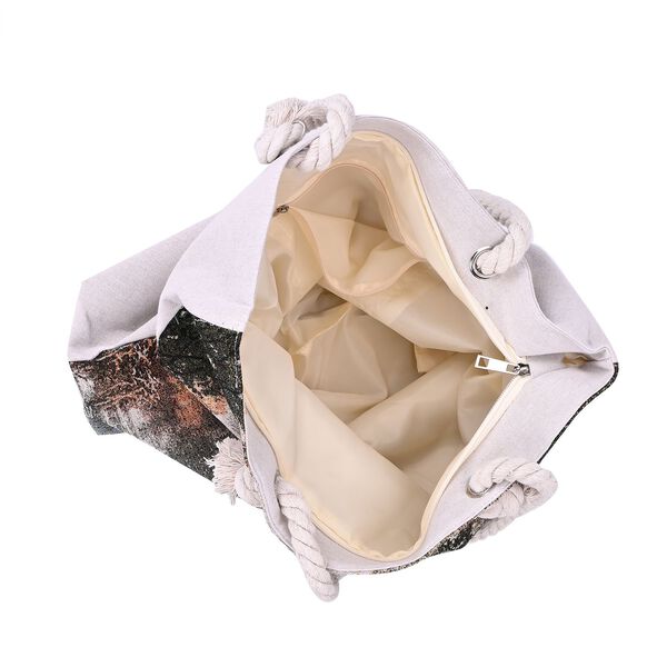 Gewebte Jute-Tasche mit Schwanenfamilie, mehrfarbig image number 5