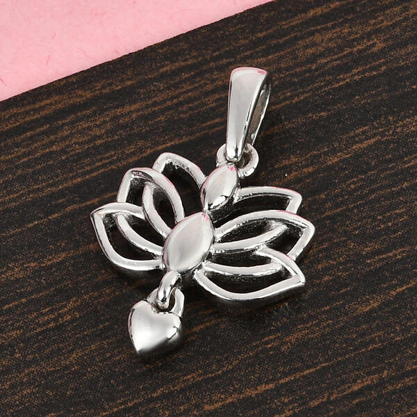 Lotusblume Yoga Herz Anh&auml;nger 925 Silber platiniert image number 2