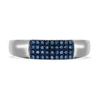 Blauer Diamant Ring, 925 Silber platiniert, (Größe 16.00), ca. 0.20 ct