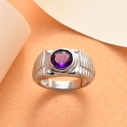 Afrikanischer Amethyst Ring, Edelstahl (Größe 18.00), ca. 1.64 ct image number 1