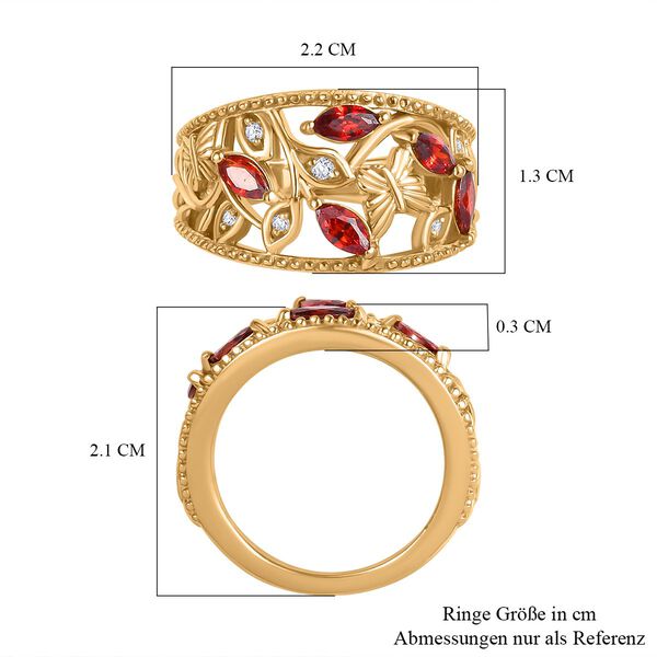 Granat Zirkonia, Wei&szlig;er Zirkonia Ring Messing (Gr&ouml;&szlig;e 16.00) image number 6