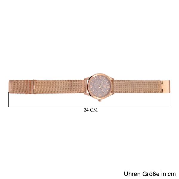STRADA Stardust Dial Uhr mit japanischem Uhrwerk und roségoldfarbenem 316L Edelstahl -Mesh-Armband image number 7